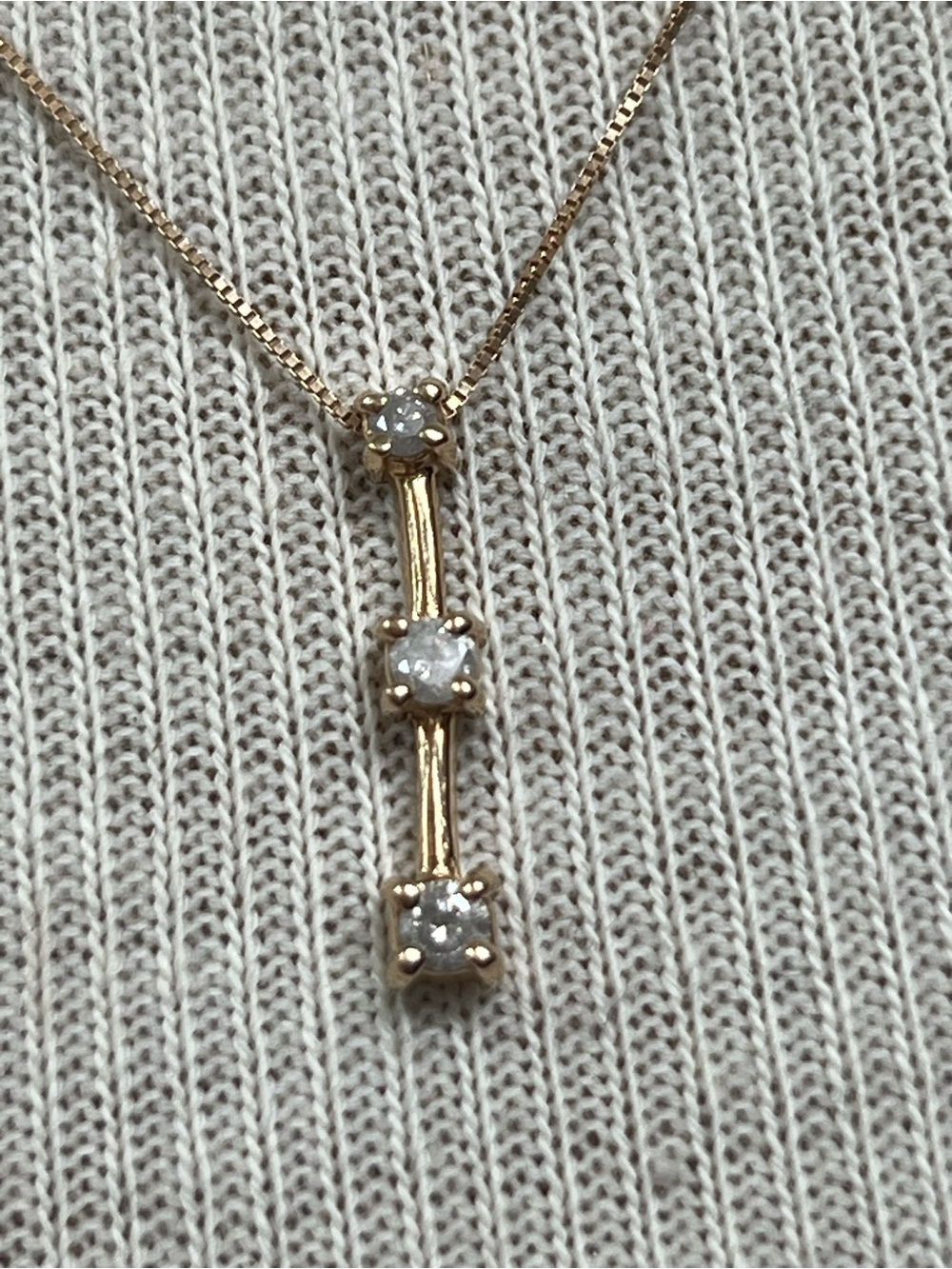 14K Gold Bar diamond past present future  necklace